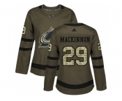 Women Adidas Colorado Avalanche #29 Nathan MacKinnon Green Salute to Service Stitched NHL Jersey