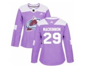 Women Adidas Colorado Avalanche #29 Nathan MacKinnon Purple Authentic Fights Cancer Stitched NHL Jersey