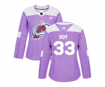 Women Adidas Colorado Avalanche #33 Patrick Roy Purple Authentic Fights Cancer Stitched NHL Jersey