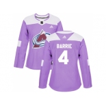 Women Adidas Colorado Avalanche #4 Tyson Barrie Purple Authentic Fights Cancer Stitched NHL Jersey