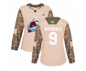 Women Adidas Colorado Avalanche #9 Lanny McDonald Camo Authentic 2017 Veterans Day Stitched NHL Jersey