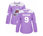 Women Adidas Colorado Avalanche #9 Matt Duchene Purple Authentic Fights Cancer Stitched NHL Jersey