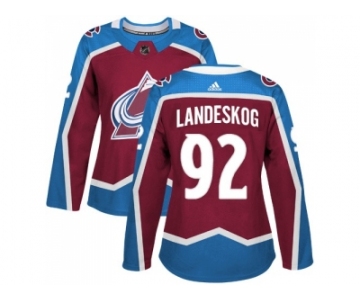 Women Adidas Colorado Avalanche #92 Gabriel Landeskog Burgundy Home Authentic Stitched NHL Jersey