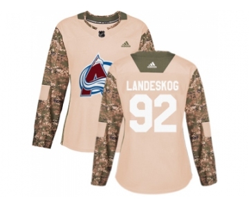 Women Adidas Colorado Avalanche #92 Gabriel Landeskog Camo Authentic 2017 Veterans Day Stitched NHL Jersey