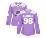 Women Adidas Colorado Avalanche #96 Mikko Rantanen Purple Authentic Fights Cancer Stitched NHL Jersey