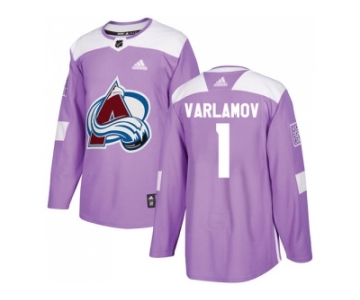 Youth Adidas Colorado Avalanche #1 Semyon Varlamov Purple Authentic Fights Cancer Stitched NHL Jersey