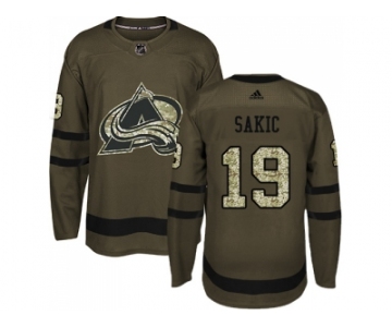 Youth Adidas Colorado Avalanche #19 Joe Sakic Green Salute to Service Stitched NHL Jersey