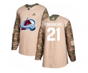 Youth Adidas Colorado Avalanche #21 Peter Forsberg Camo Authentic 2017 Veterans Day Stitched NHL Jersey