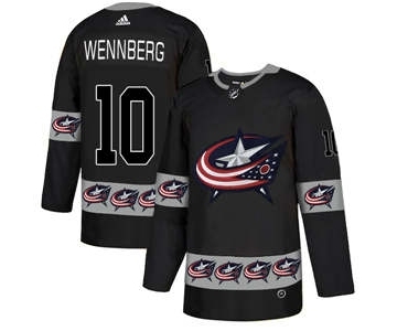 Columbus Blue Jackets #10 Alexander Wennberg Black Team Logos Fashion Jersey