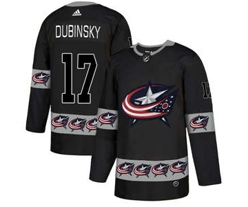 Columbus Blue Jackets #17 Brandon Dubinsky Black Team Logos Fashion Jersey