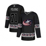 Columbus Blue Jackets #71 Nick Foligno Black Team Logos Fashion Jersey