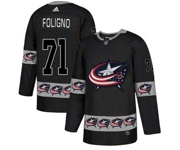 Columbus Blue Jackets #71 Nick Foligno Black Team Logos Fashion Jersey