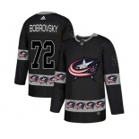 Columbus Blue Jackets #72 Sergei Bobrovsky Black Team Logos Fashion Jersey