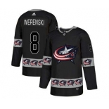 Columbus Blue Jackets #8 Zach Werenski Black Team Logos Fashion Jersey