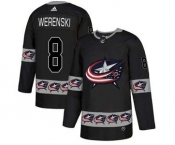 Columbus Blue Jackets #8 Zach Werenski Black Team Logos Fashion Jersey