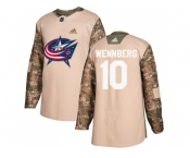 Men Adidas Columbus Blue Jackets #10 Alexander Wennberg Camo Authentic 2017 Veterans Day Stitched NHL Jersey