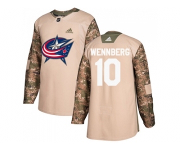 Men Adidas Columbus Blue Jackets #10 Alexander Wennberg Camo Authentic 2017 Veterans Day Stitched NHL Jersey