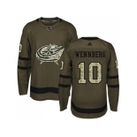 Men Adidas Columbus Blue Jackets #10 Alexander Wennberg Green Salute to Service Stitched NHL Jersey