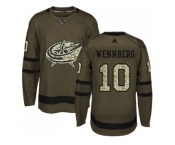 Men Adidas Columbus Blue Jackets #10 Alexander Wennberg Green Salute to Service Stitched NHL Jersey