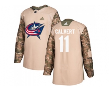 Men Adidas Columbus Blue Jackets #11 Matt Calvert Camo Authentic 2017 Veterans Day Stitched NHL Jersey