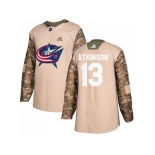 Men Adidas Columbus Blue Jackets #13 Cam Atkinson Camo Authentic 2017 Veterans Day Stitched NHL Jersey