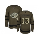 Men Adidas Columbus Blue Jackets #13 Cam Atkinson Green Salute to Service Stitched NHL Jersey