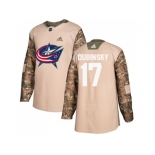 Men Adidas Columbus Blue Jackets #17 Brandon Dubinsky Camo Authentic 2017 Veterans Day Stitched NHL Jersey