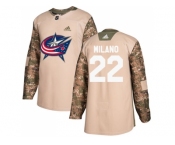 Men Adidas Columbus Blue Jackets #22 Sonny Milano Camo Authentic 2017 Veterans Day Stitched NHL Jersey