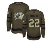 Men Adidas Columbus Blue Jackets #22 Sonny Milano Green Salute to Service Stitched NHL Jersey