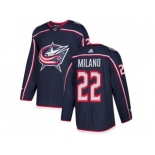 Men Adidas Columbus Blue Jackets #22 Sonny Milano Navy Blue Home Authentic Stitched NHL Jersey