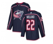 Men Adidas Columbus Blue Jackets #22 Sonny Milano Navy Blue Home Authentic Stitched NHL Jersey