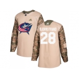 Men Adidas Columbus Blue Jackets #28 Oliver Bjorkstrand Camo Authentic 2017 Veterans Day Stitched NHL Jersey