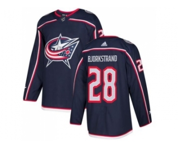 Men Adidas Columbus Blue Jackets #28 Oliver Bjorkstrand Navy Blue Home Authentic Stitched NHL Jersey