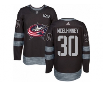 Men Adidas Columbus Blue Jackets #30 Curtis McElhinney Authentic Black 1917-2017 100th Anniversary NHL Jersey