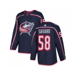 Men Adidas Columbus Blue Jackets #58 David Savard Navy Blue Home Authentic Stitched NHL Jersey