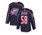 Men Adidas Columbus Blue Jackets #58 David Savard Navy Blue Home Authentic Stitched NHL Jersey