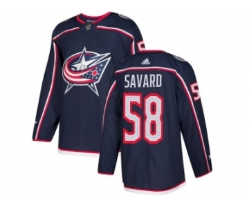 Men Adidas Columbus Blue Jackets #58 David Savard Navy Blue Home Authentic Stitched NHL Jersey