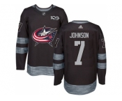 Men Adidas Columbus Blue Jackets #7 Jack Johnson Black 1917-2017 100th Anniversary Stitched NHL Jersey