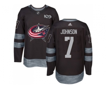 Men Adidas Columbus Blue Jackets #7 Jack Johnson Black 1917-2017 100th Anniversary Stitched NHL Jersey