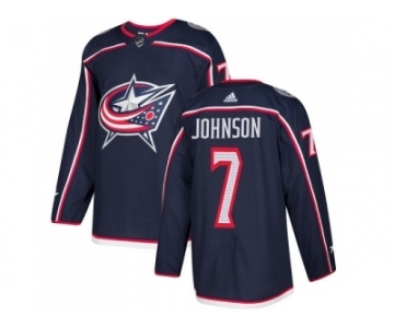 Men Adidas Columbus Blue Jackets #7 Jack Johnson Navy Blue Home Authentic Stitched NHL Jersey