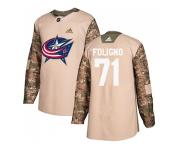 Men Adidas Columbus Blue Jackets #71 Nick Foligno Camo Authentic 2017 Veterans Day Stitched NHL Jersey