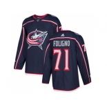 Men Adidas Columbus Blue Jackets #71 Nick Foligno Navy Blue Home Authentic Stitched NHL Jersey