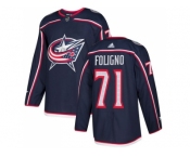 Men Adidas Columbus Blue Jackets #71 Nick Foligno Navy Blue Home Authentic Stitched NHL Jersey