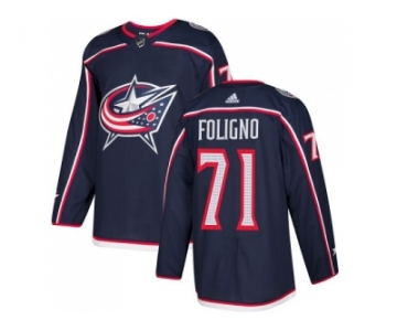 Men Adidas Columbus Blue Jackets #71 Nick Foligno Navy Blue Home Authentic Stitched NHL Jersey