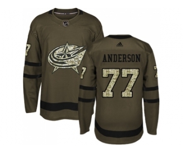 Men Adidas Columbus Blue Jackets #77 Josh Anderson Green Salute to Service Stitched NHL Jersey