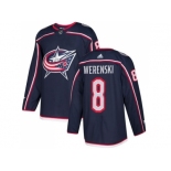 Men Adidas Columbus Blue Jackets #8 Zach Werenski Navy Blue Home Authentic Stitched NHL Jersey