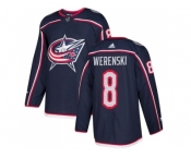 Men Adidas Columbus Blue Jackets #8 Zach Werenski Navy Blue Home Authentic Stitched NHL Jersey