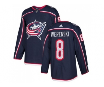 Men Adidas Columbus Blue Jackets #8 Zach Werenski Navy Blue Home Authentic Stitched NHL Jersey