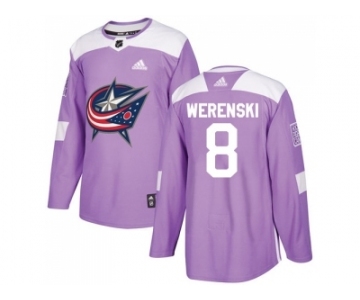 Men Adidas Columbus Blue Jackets #8 Zach Werenski Purple Authentic Fights Cancer Stitched NHL Jersey