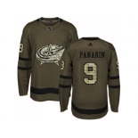 Men Adidas Columbus Blue Jackets #9 Artemi Panarin Green Salute to Service Stitched NHL Jersey